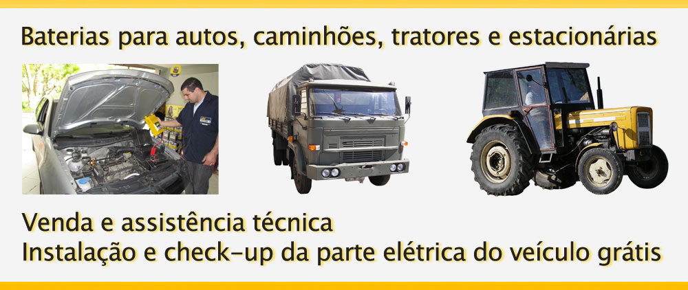 Baterias para autos, caminhões, tratores e estacionárias